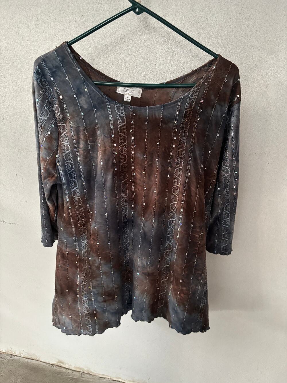 Shannon Ford Women's Tunic Top Brown Sequin Embroidered BOHO CHIC Whimsygoth